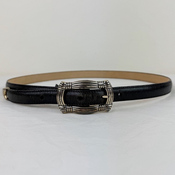 Brighton Snake Embossed Black Leather Belt - Picture 2 of 8
